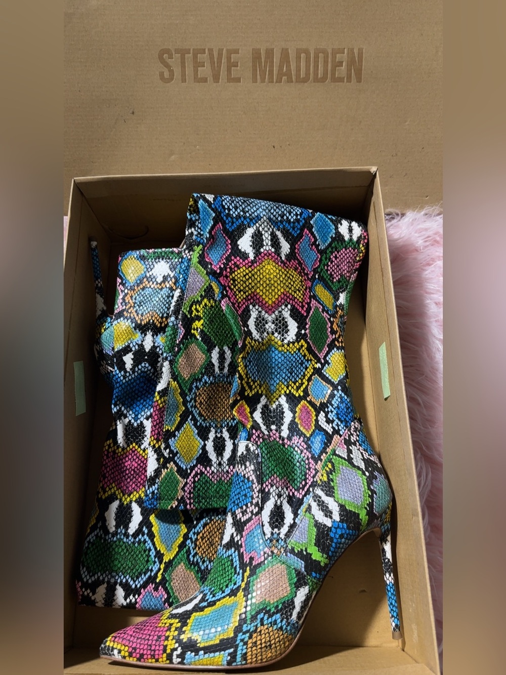 Steve Madden Multicolor Snake-Print Reptile Pattern Boot W11
